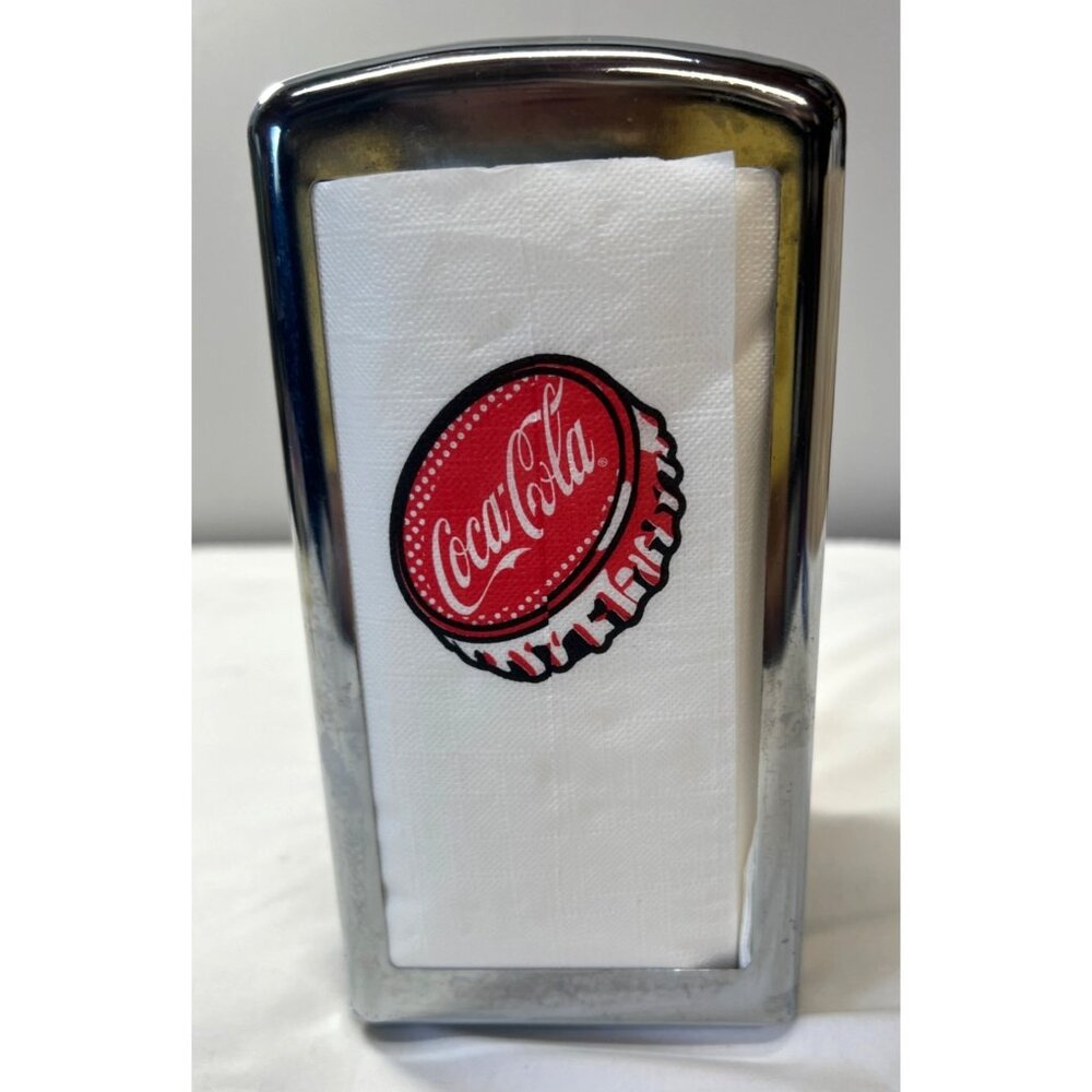 Coca-Cola Retro Pop Art Napkin Dispenser Chrome Finish 2-Ways Design